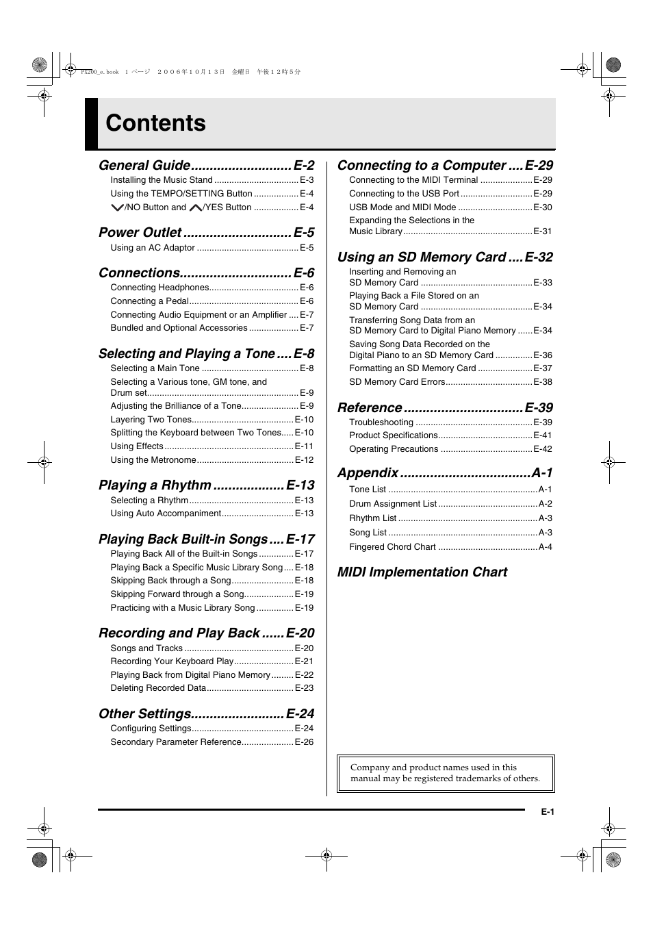 Casio PX200 User Manual | Page 3 / 50