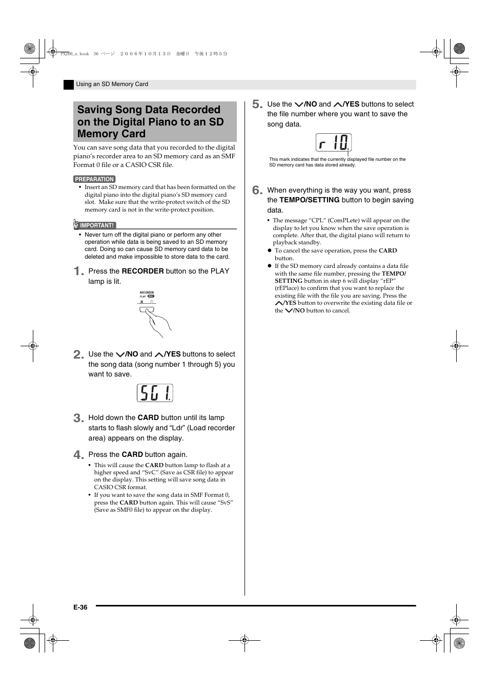 Casio PX200 User Manual | Page 38 / 50