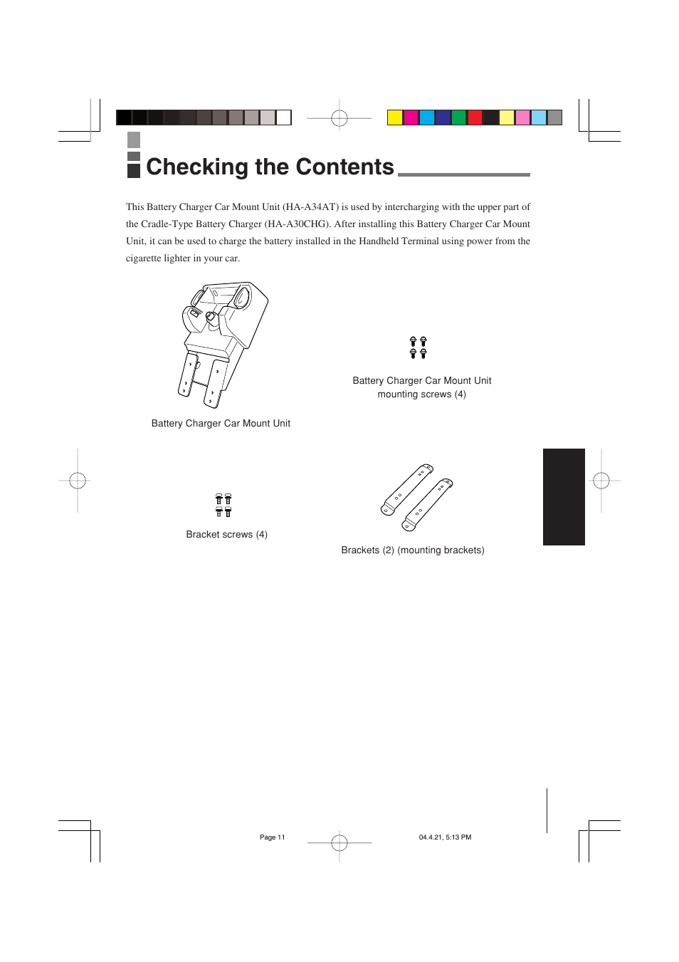 Checking the contents | Casio HA-A34AT User Manual | Page 11 / 24