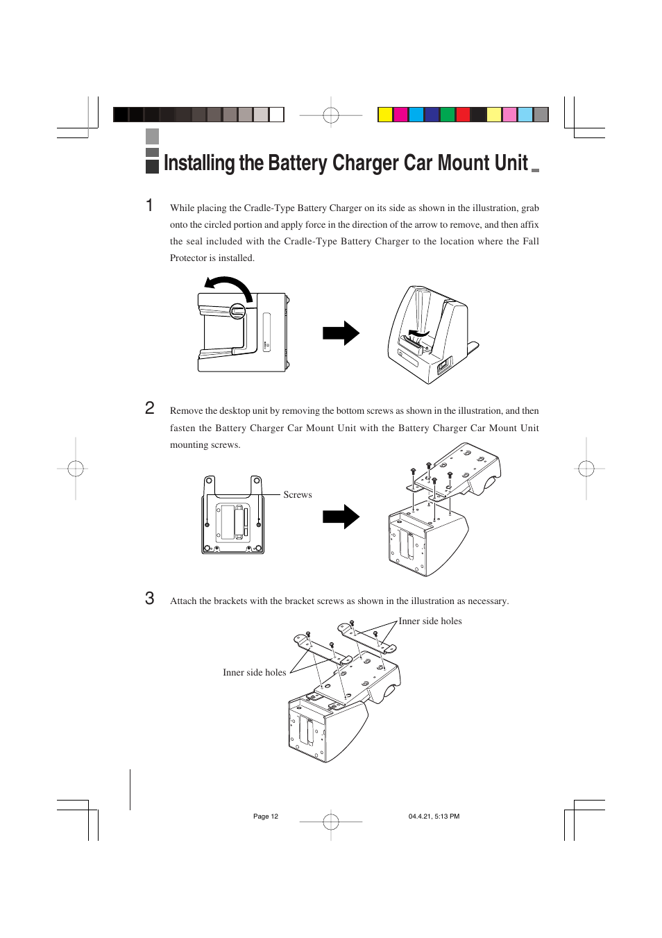 Installing the battery charger car mount unit | Casio HA-A34AT User Manual | Page 12 / 24