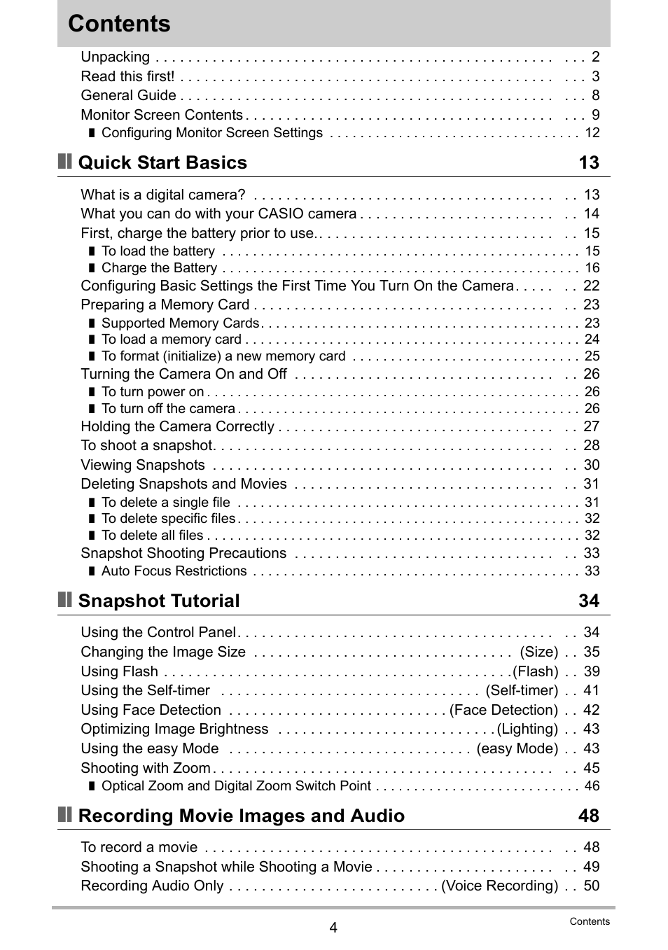 Casio EXILIM EX-Z88 User Manual | Page 4 / 139