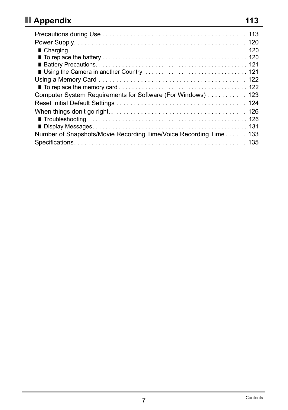 Appendix 113 | Casio EXILIM EX-Z88 User Manual | Page 7 / 139