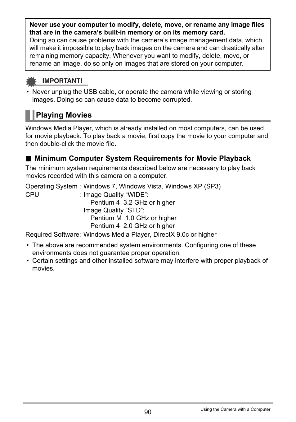 Playing movies | Casio EXILIM EX-Z88 User Manual | Page 90 / 139