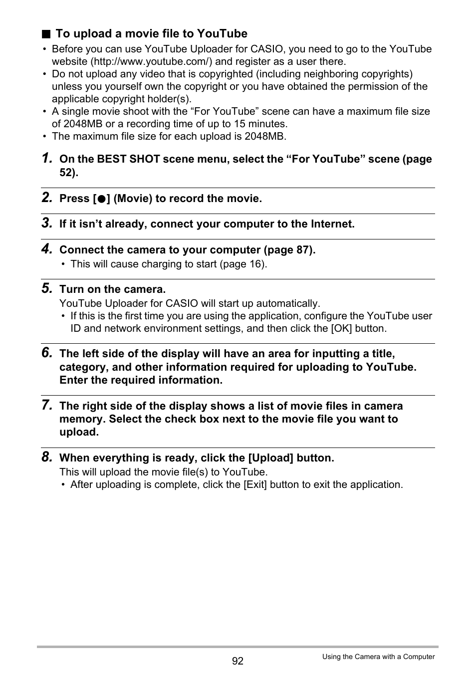 Casio EXILIM EX-Z88 User Manual | Page 92 / 139