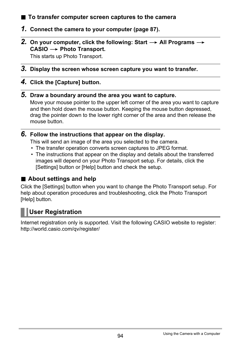 User registration | Casio EXILIM EX-Z88 User Manual | Page 94 / 139