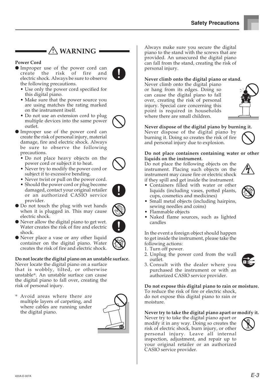 Warning | Casio AP-24 User Manual | Page 7 / 36
