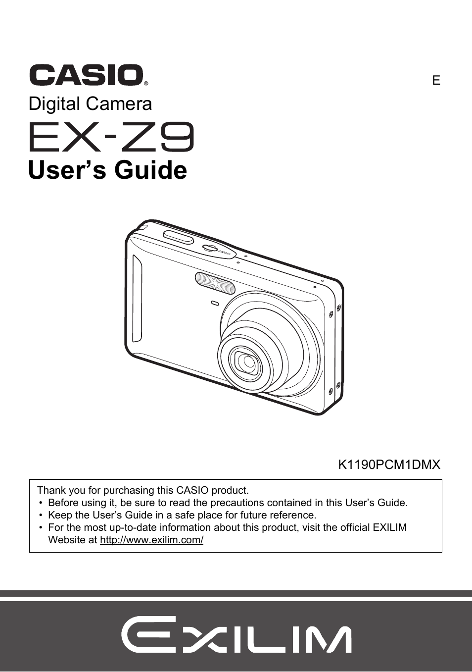 Casio EXILIM K1190PCM1DMX User Manual | 139 pages