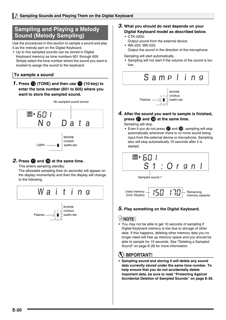S a m, L i n, S 1 : o r | Casio WK225 User Manual | Page 22 / 77