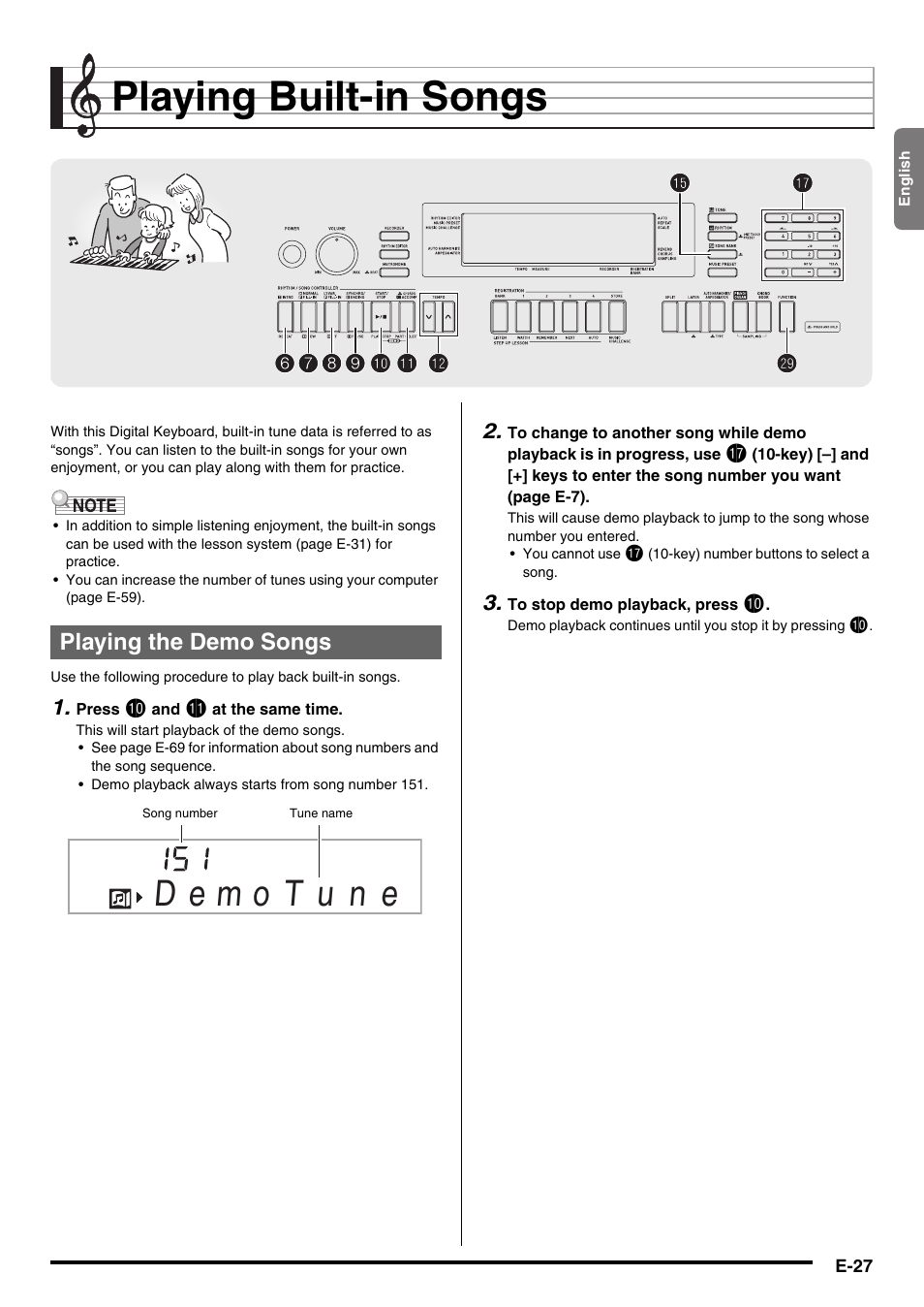 Playing built-in songs | Casio WK225 User Manual | Page 29 / 77