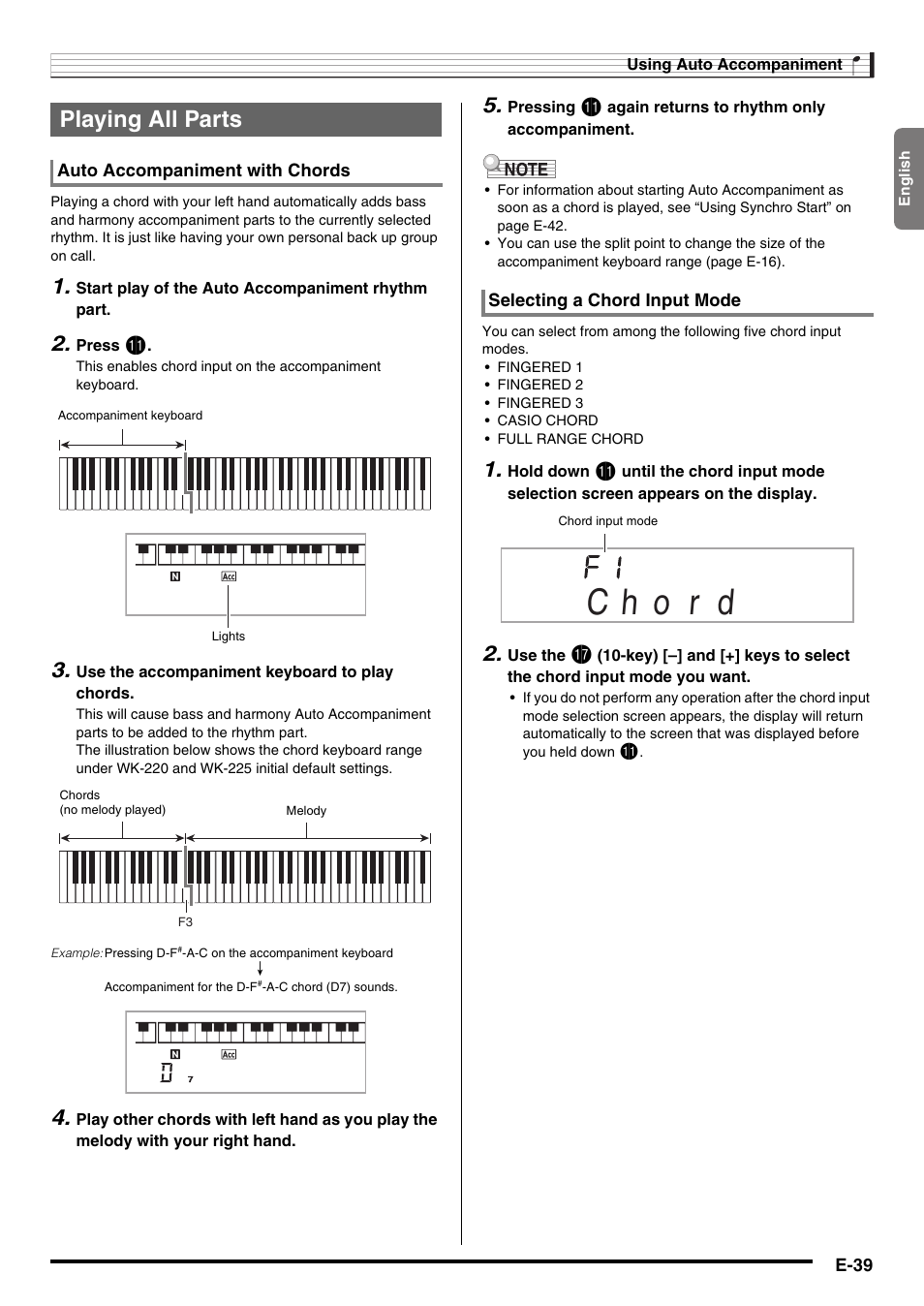 Playing all parts | Casio WK225 User Manual | Page 41 / 77
