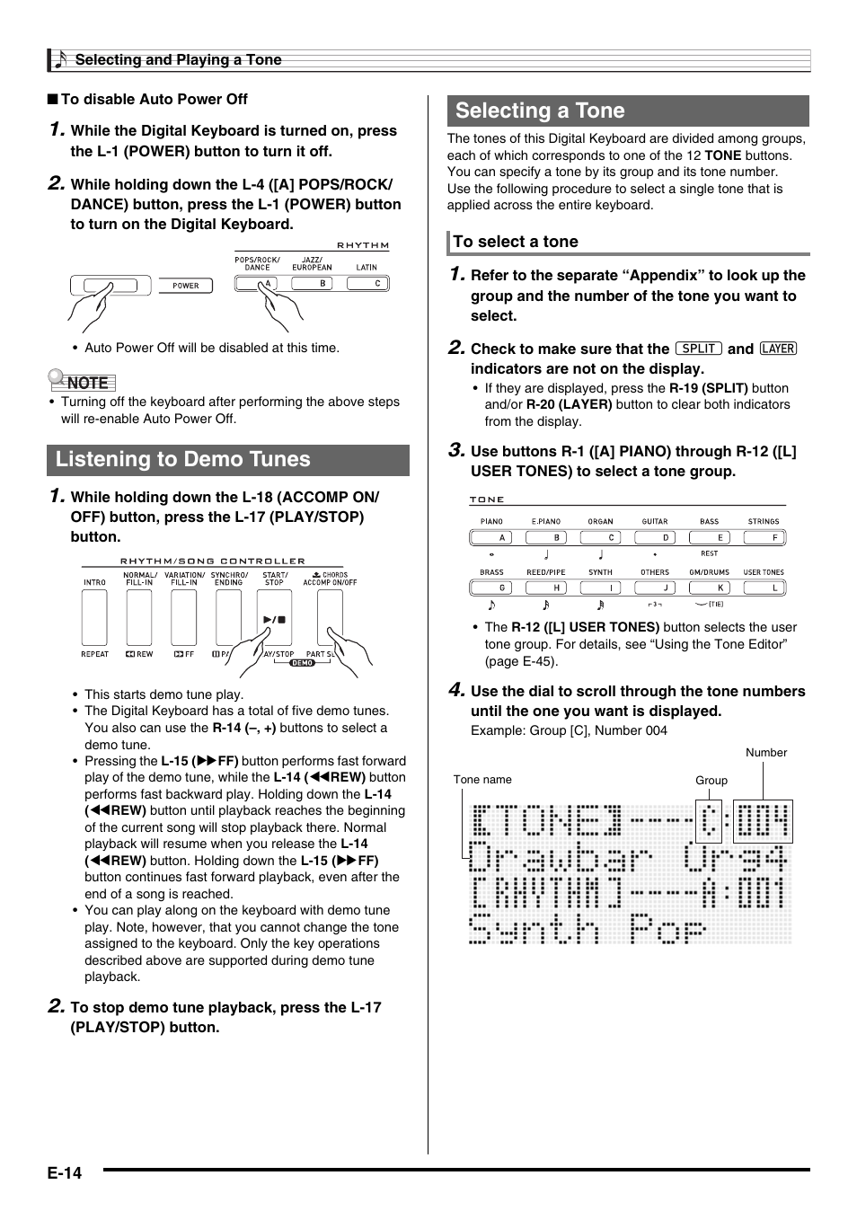 Listening to demo tunes selecting a tone | Casio WK6500E1B User Manual | Page 16 / 132