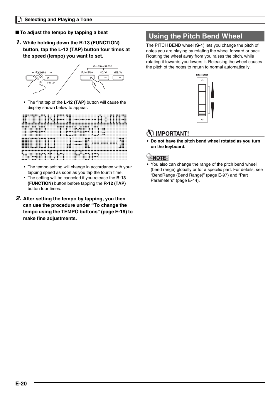 Using the pitch bend wheel | Casio WK6500E1B User Manual | Page 22 / 132