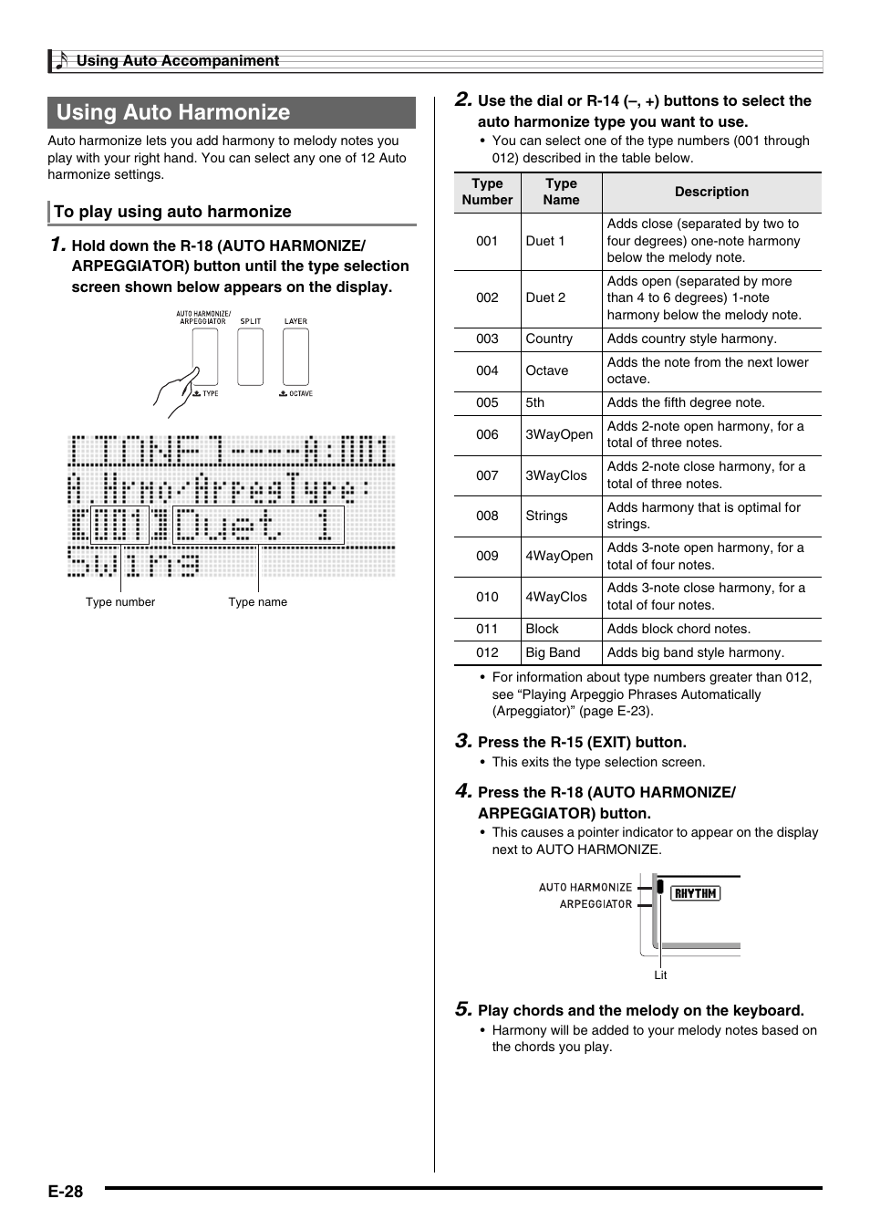 Using auto harmonize | Casio WK6500E1B User Manual | Page 30 / 132