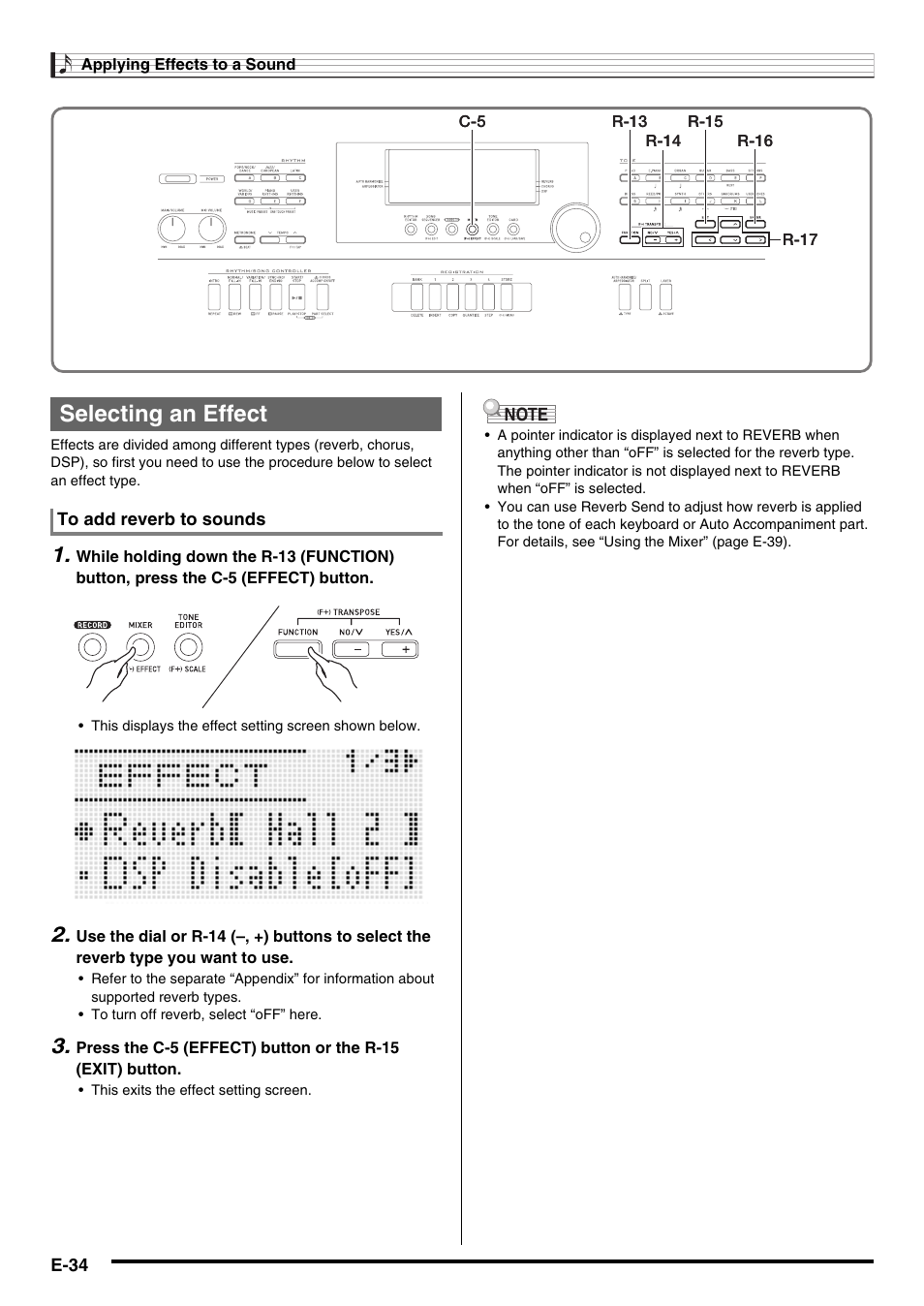 Selecting an effect | Casio WK6500E1B User Manual | Page 36 / 132