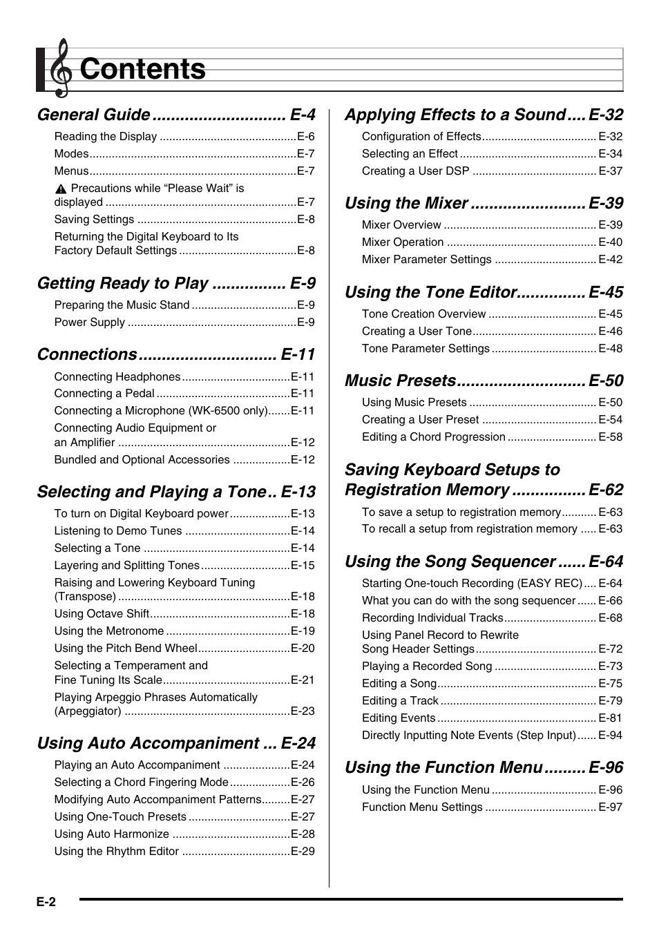 Casio WK6500E1B User Manual | Page 4 / 132