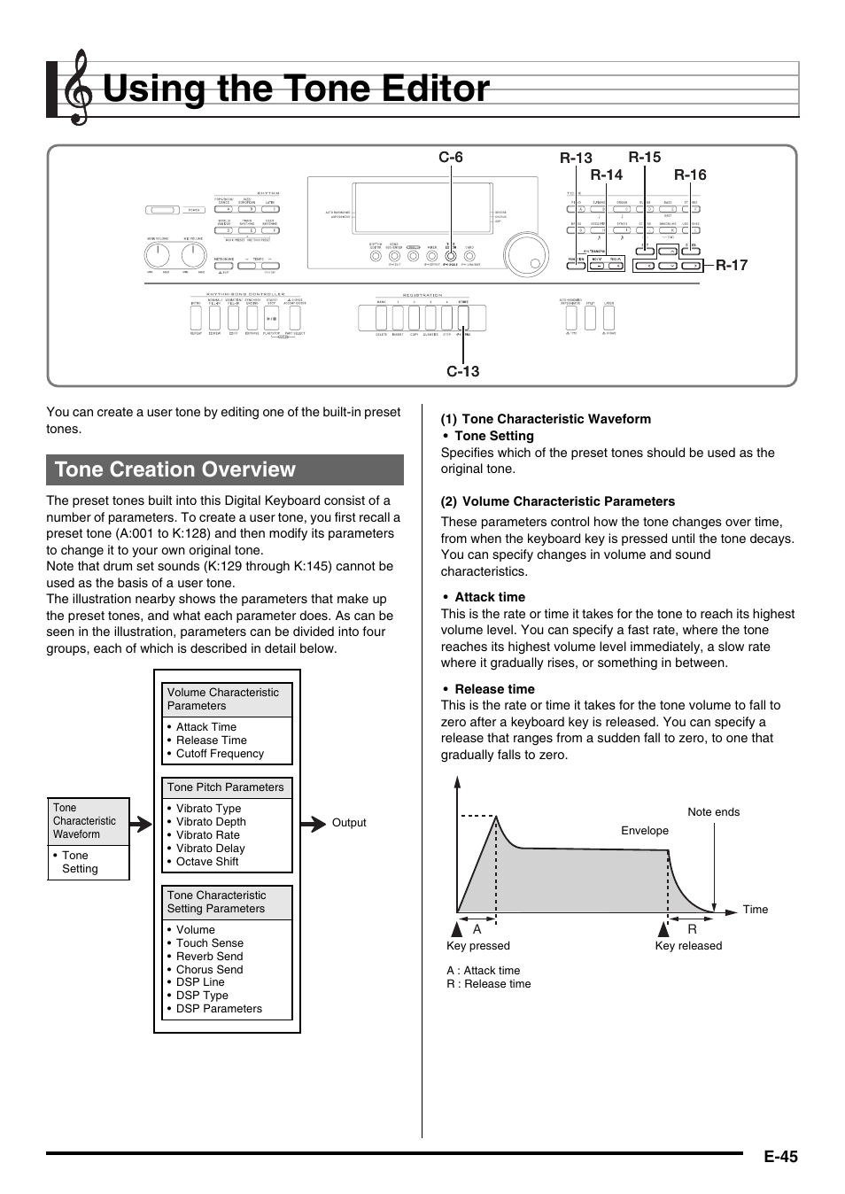 Using the tone editor, Tone creation overview | Casio WK6500E1B User Manual | Page 47 / 132