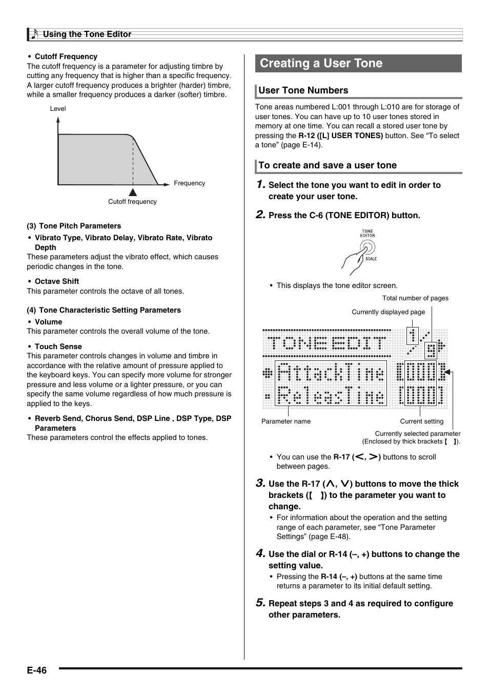 Creating a user tone | Casio WK6500E1B User Manual | Page 48 / 132