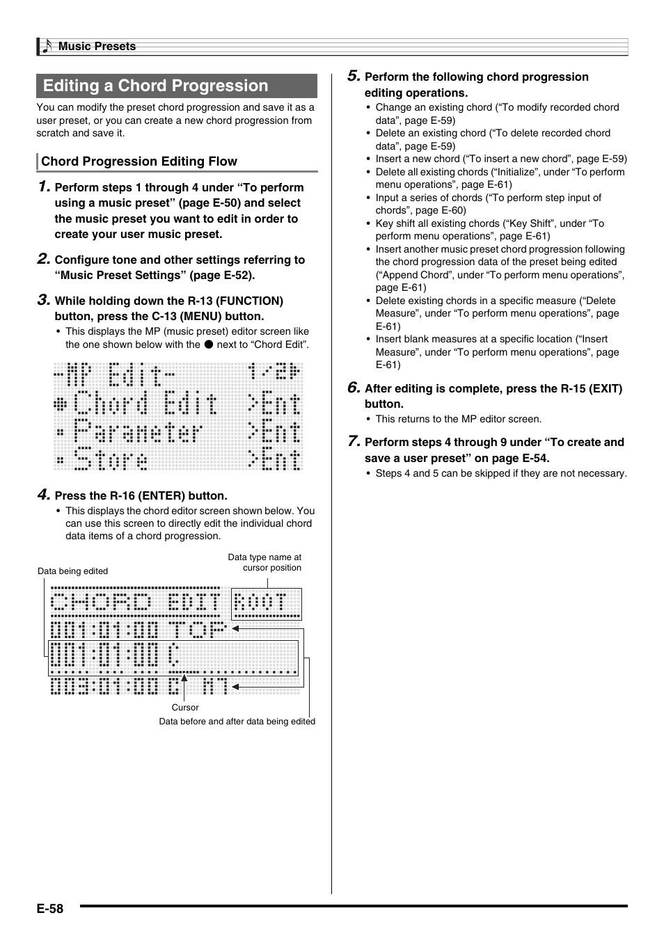 Editing a chord progression | Casio WK6500E1B User Manual | Page 60 / 132