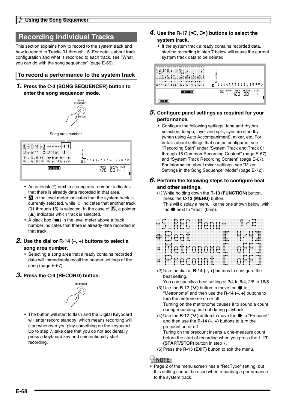 Recording individual tracks | Casio WK6500E1B User Manual | Page 70 / 132