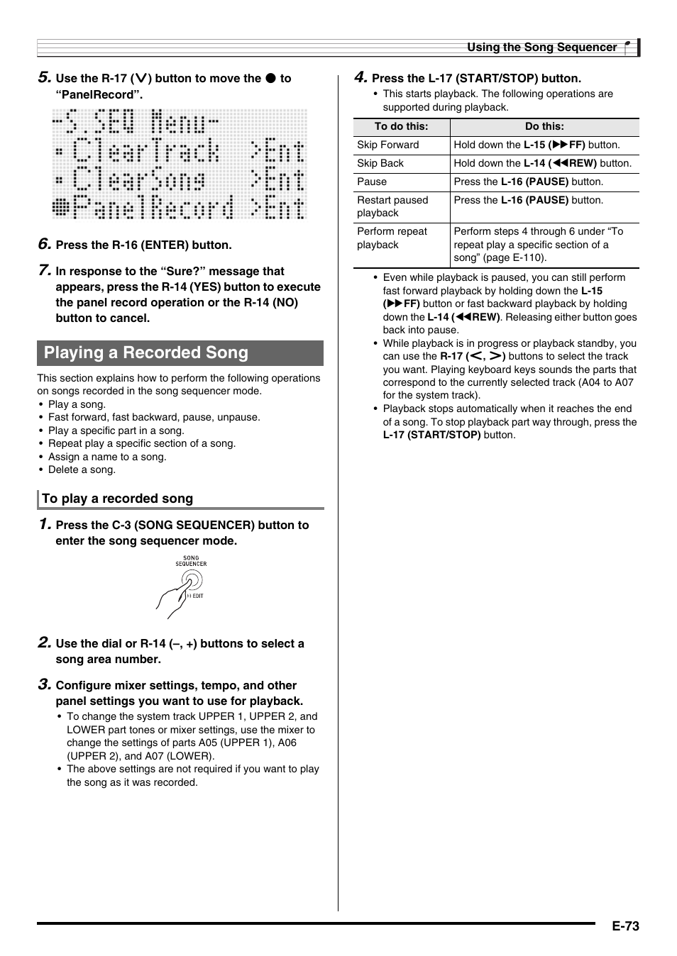 Playing a recorded song | Casio WK6500E1B User Manual | Page 75 / 132