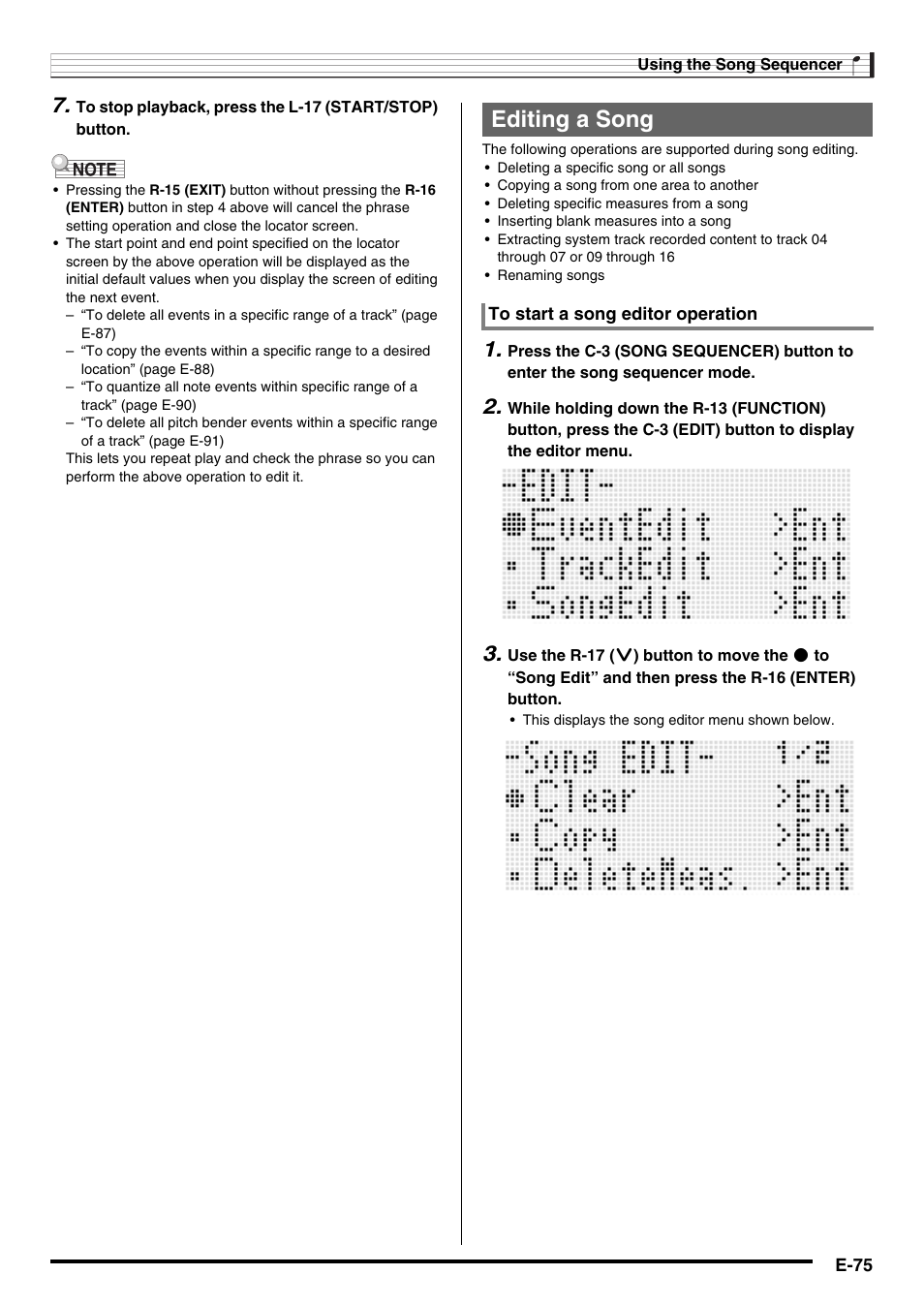 Editing a song | Casio WK6500E1B User Manual | Page 77 / 132