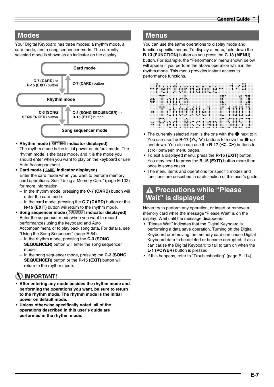 Modes | Casio WK6500E1B User Manual | Page 9 / 132