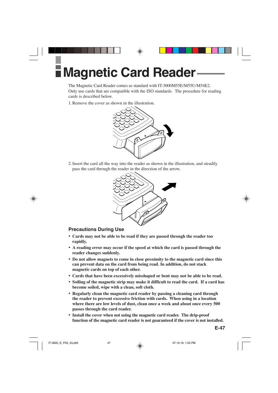 Magnetic card reader | Casio IT-3000 User Manual | Page 49 / 79