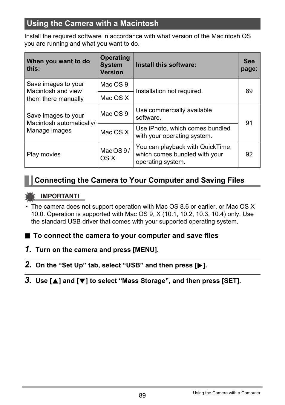 Using the camera with a macintosh | Casio EXILIM K1190PCM2DMX User Manual | Page 89 / 139