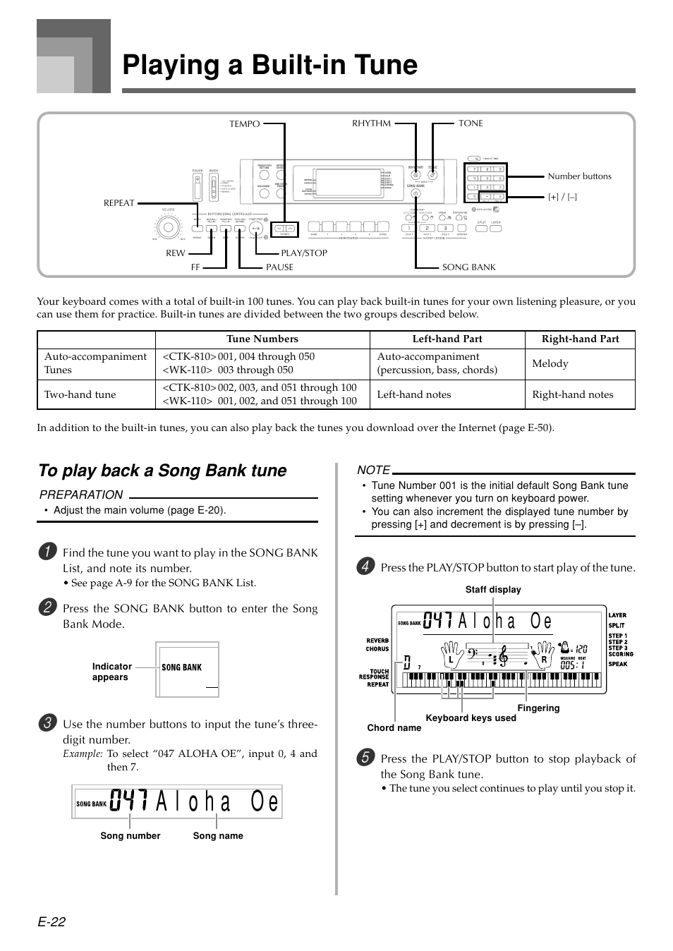 Playing a built-in tune | Casio WK110 User Manual | Page 24 / 71