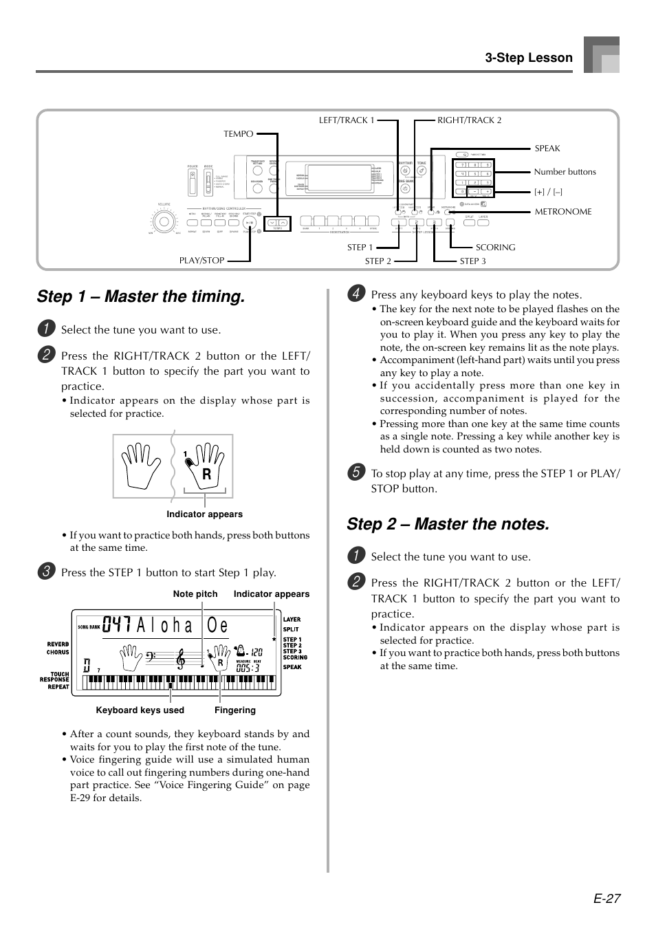 Step 1 – master the timing | Casio WK110 User Manual | Page 29 / 71