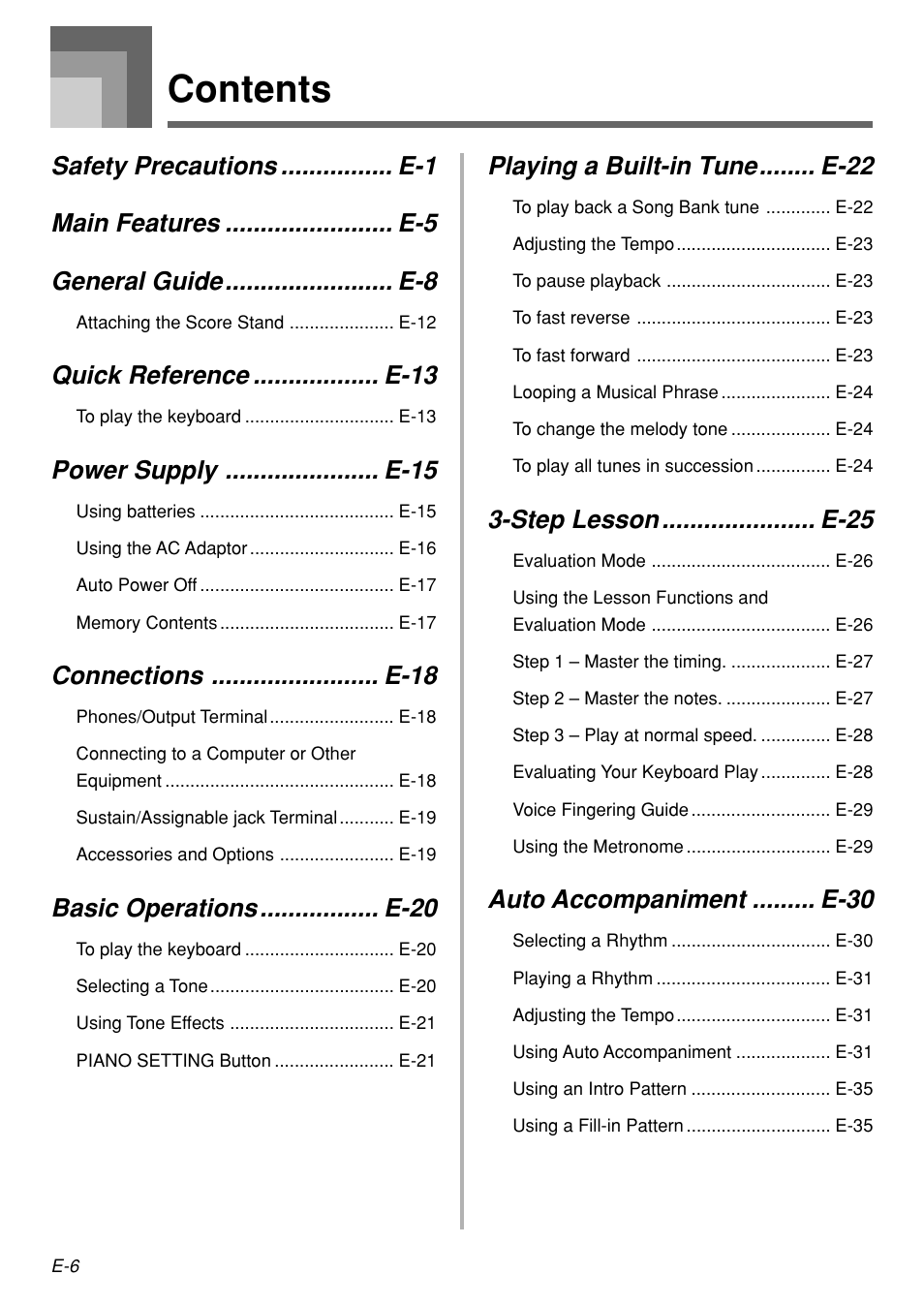 Casio WK110 User Manual | Page 8 / 71