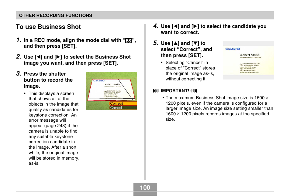 To use business shot | Casio EX-Z750 User Manual | Page 100 / 250