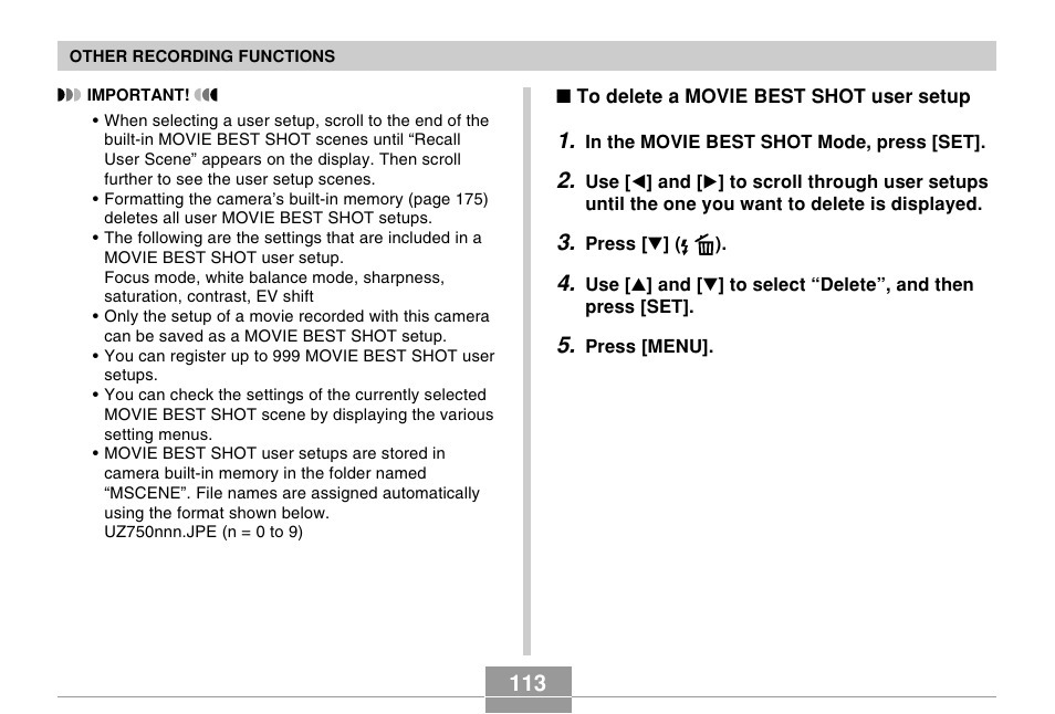 Casio EX-Z750 User Manual | Page 113 / 250