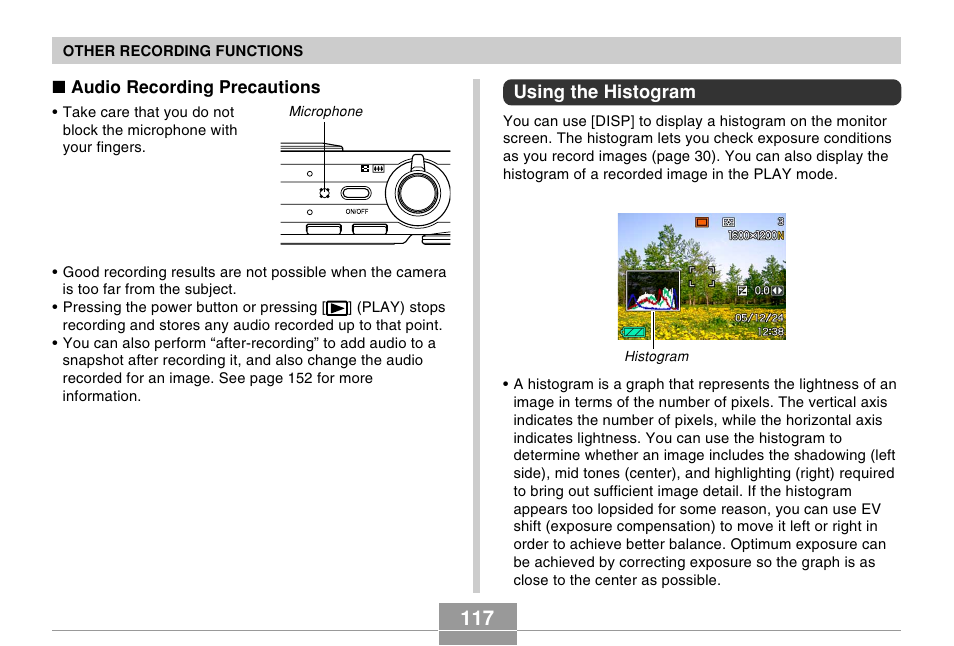 Using the histogram | Casio EX-Z750 User Manual | Page 117 / 250