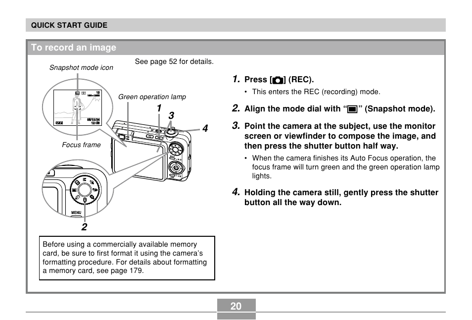 To record an image | Casio EX-Z750 User Manual | Page 20 / 250