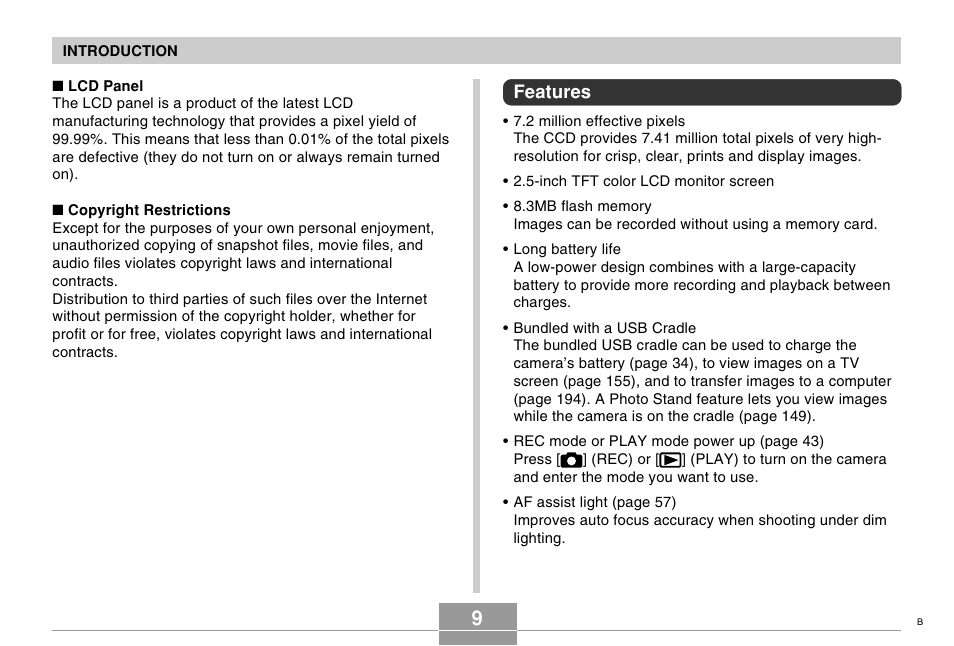 Features | Casio EX-Z750 User Manual | Page 9 / 250