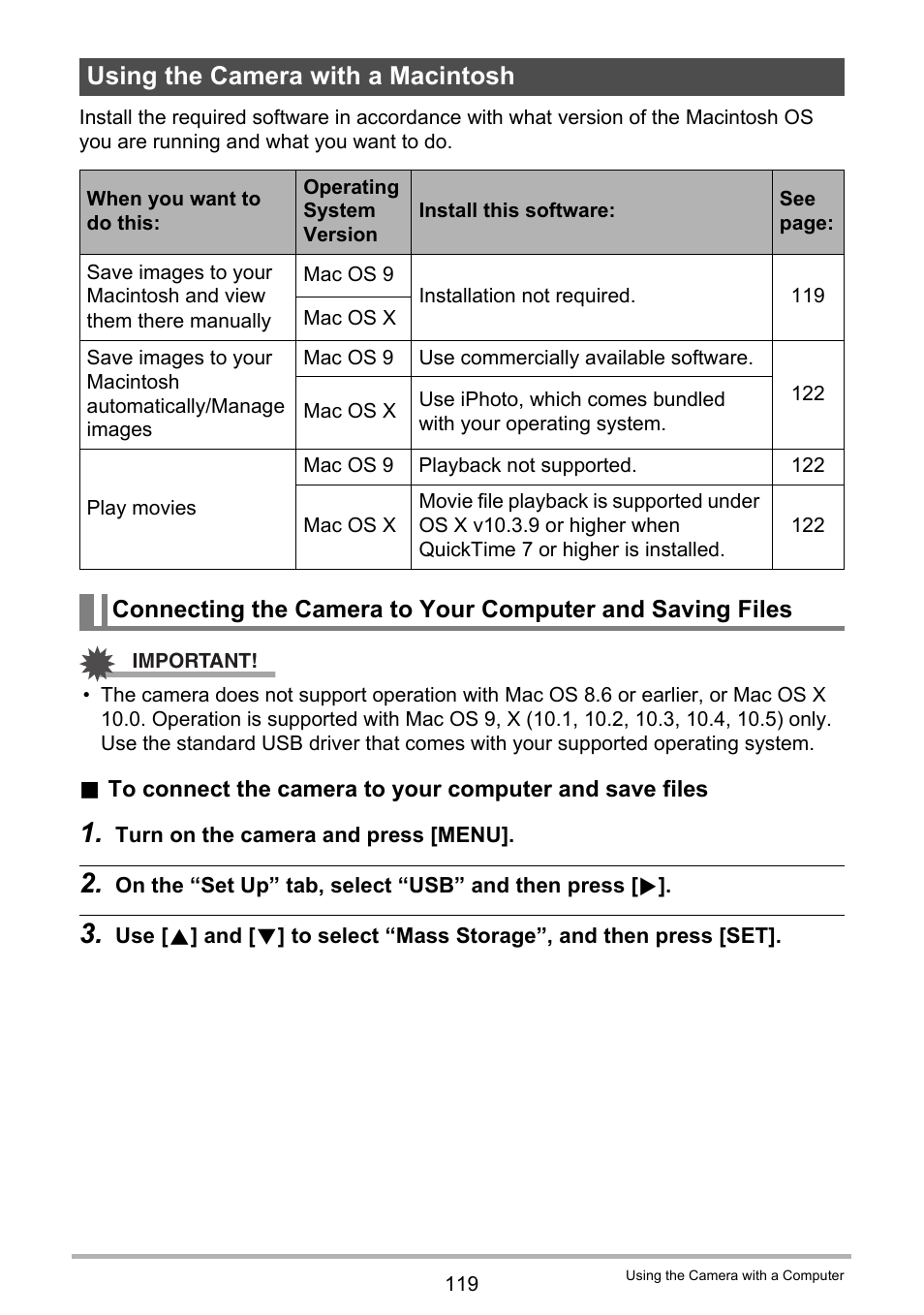 Using the camera with a macintosh | Casio EXILIM EX-Z300 User Manual | Page 119 / 170
