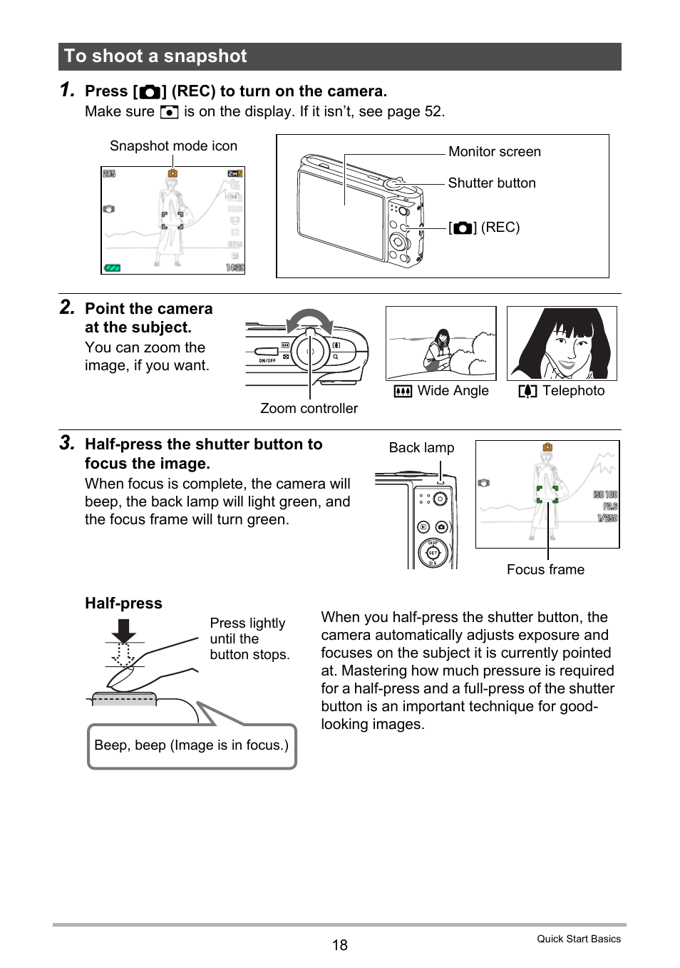 To shoot a snapshot | Casio EXILIM EX-Z300 User Manual | Page 18 / 170