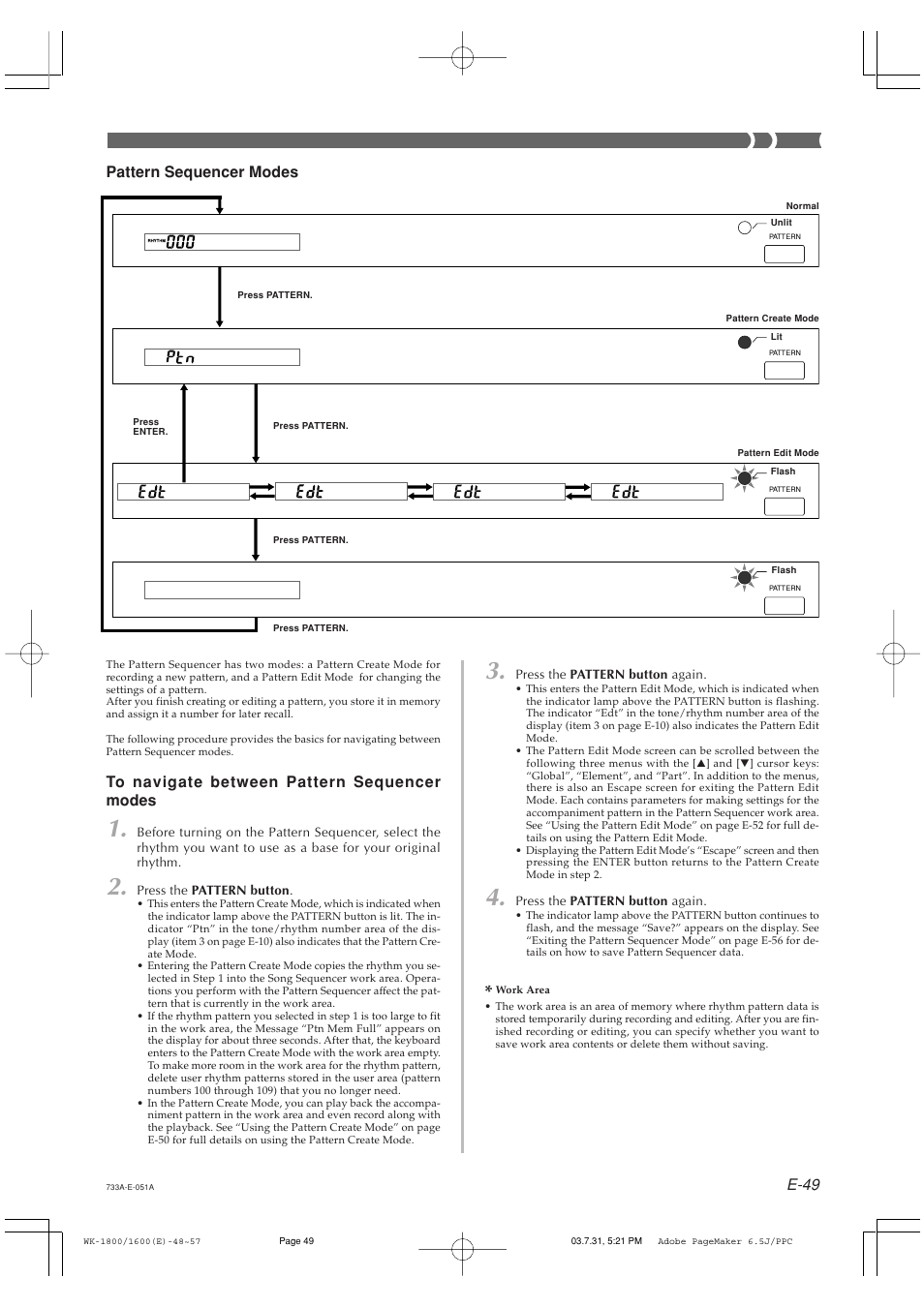 E-49 pattern sequencer modes | Casio WK1630 User Manual | Page 51 / 96