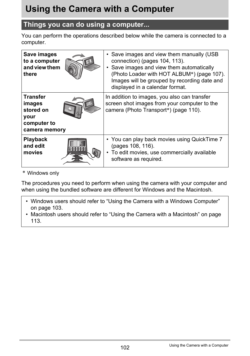 Using the camera with a computer, Things you can do using a computer | Casio EXILIM EX-Z21 User Manual | Page 102 / 163