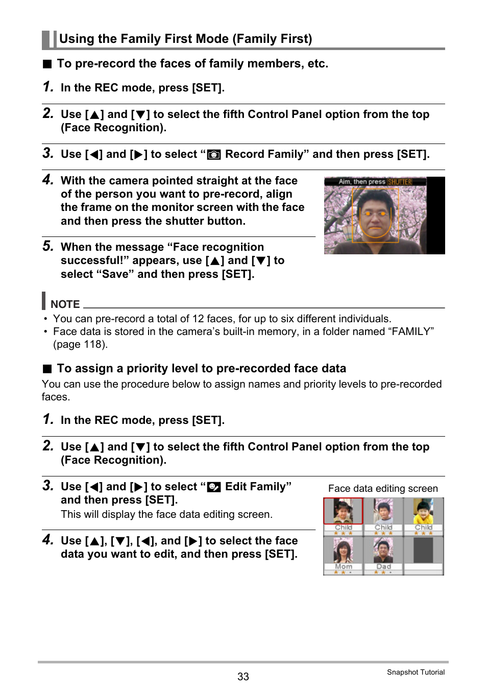 Using the family first mode (family first) | Casio EXILIM EX-Z21 User Manual | Page 33 / 163