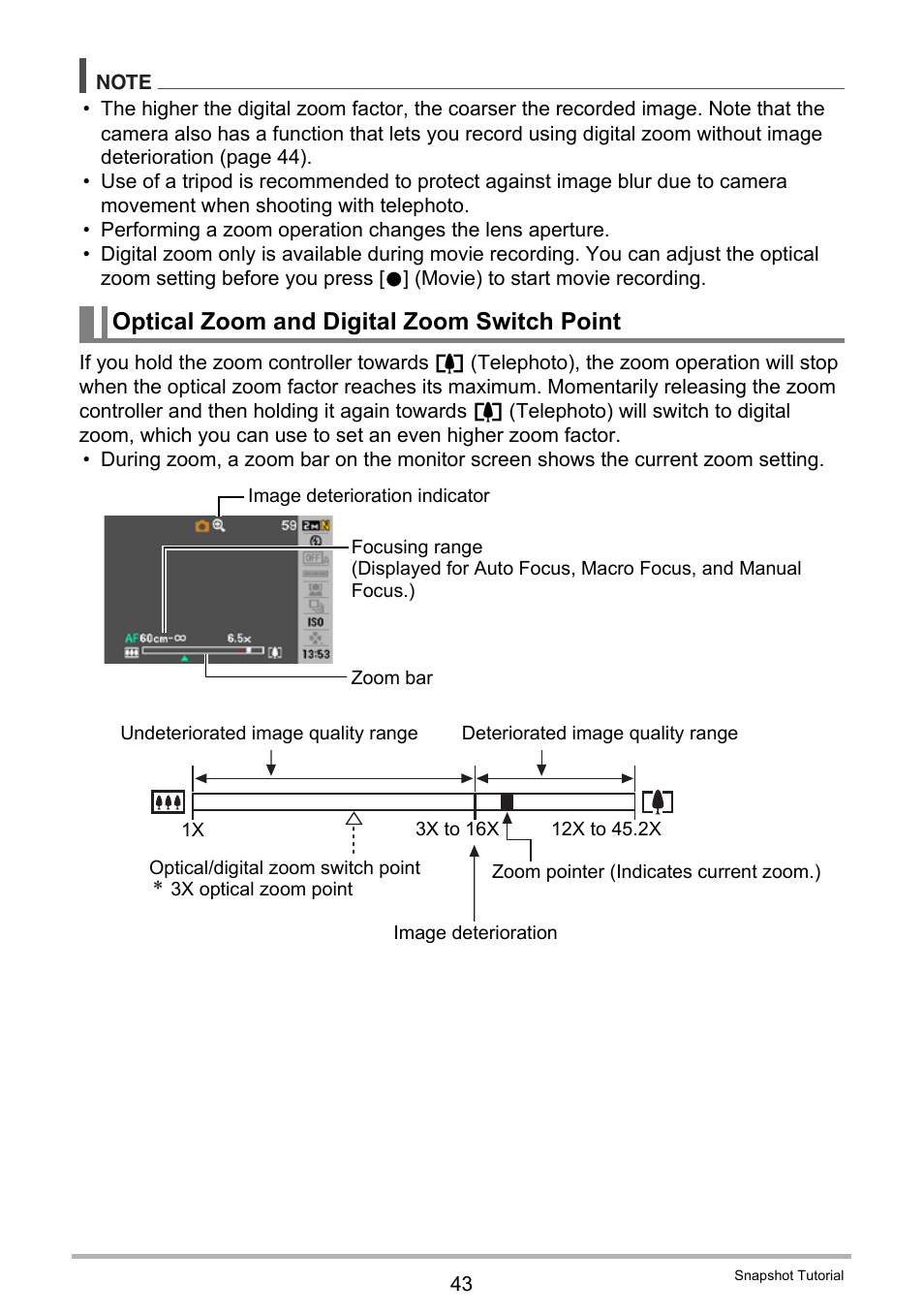 Optical zoom and digital zoom switch point | Casio EXILIM EX-Z21 User Manual | Page 43 / 163