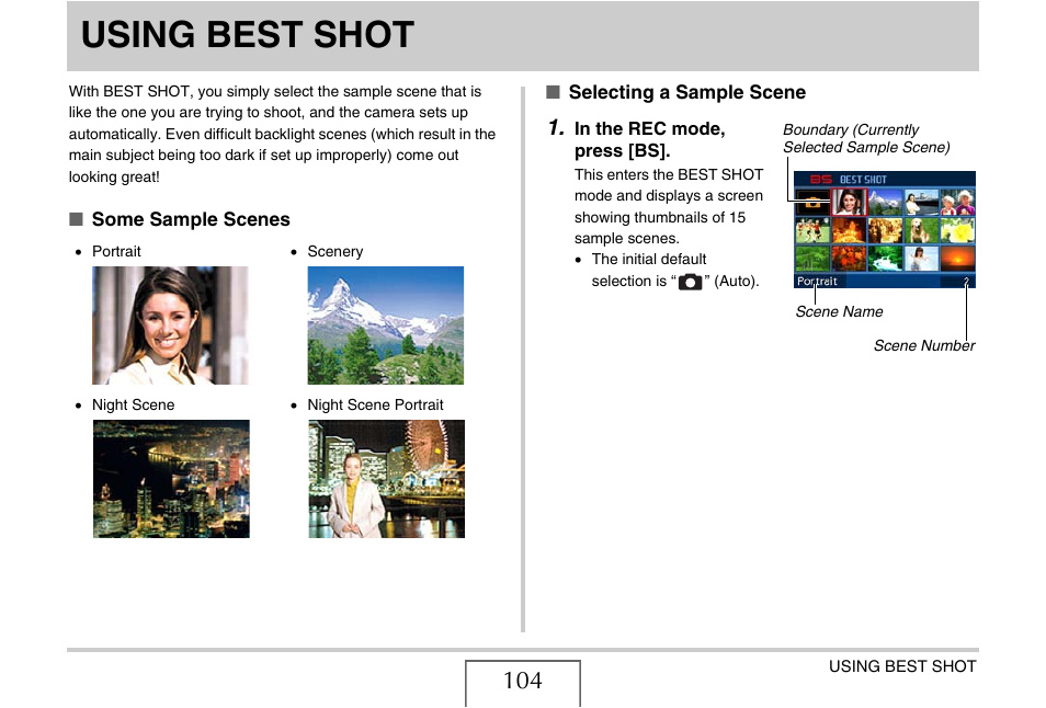 Using best shot | Casio EX-S880 User Manual | Page 104 / 293