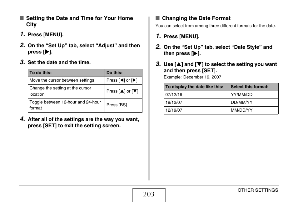 Setting the date, And time for your home city | Casio EX-S880 User Manual | Page 203 / 293