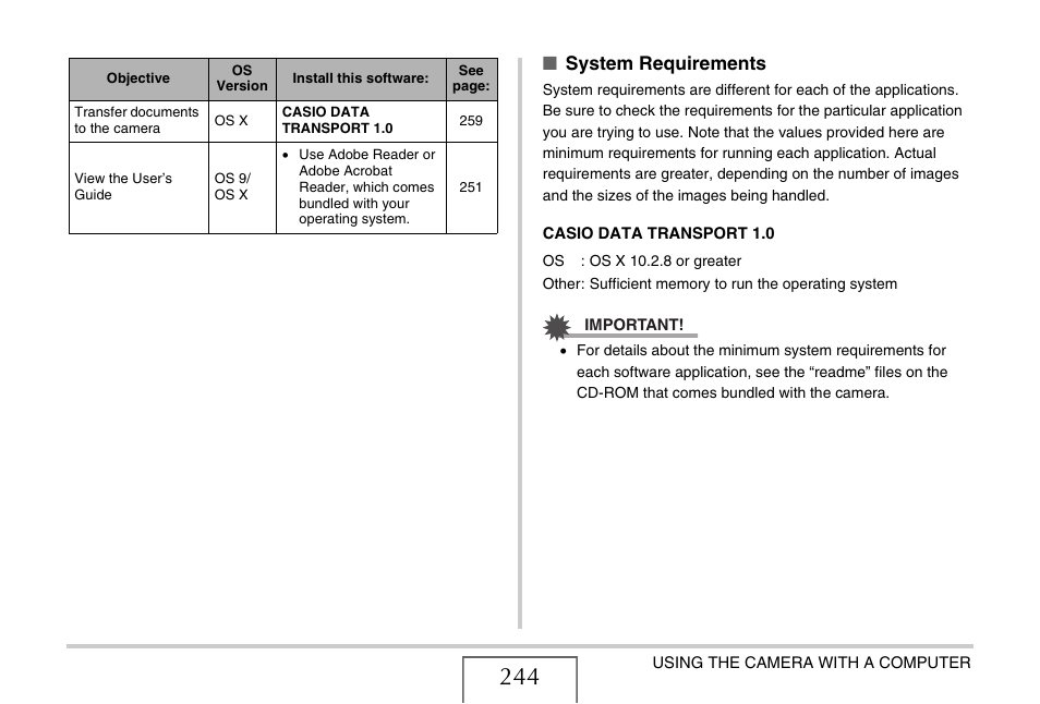 System requirements | Casio EX-S880 User Manual | Page 244 / 293