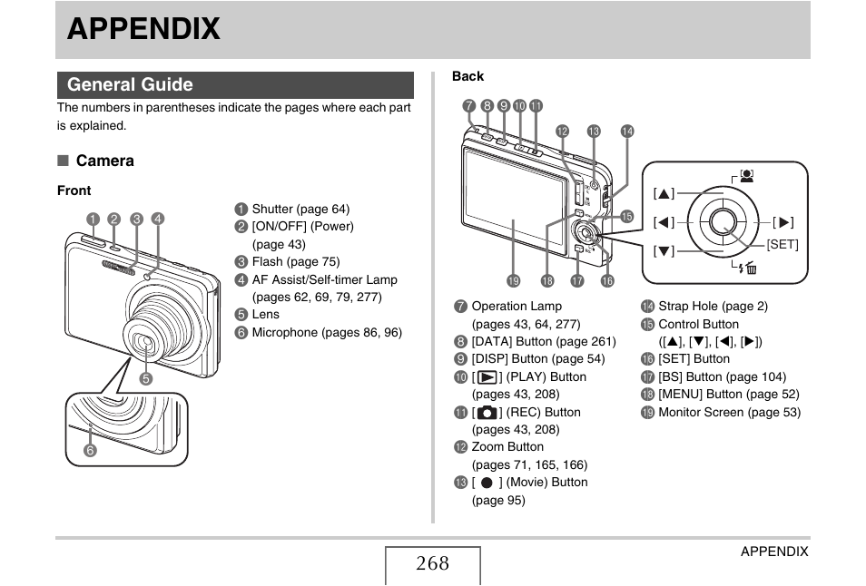 Appendix, General guide | Casio EX-S880 User Manual | Page 268 / 293