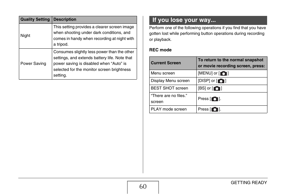 If you lose your way | Casio EX-S880 User Manual | Page 60 / 293