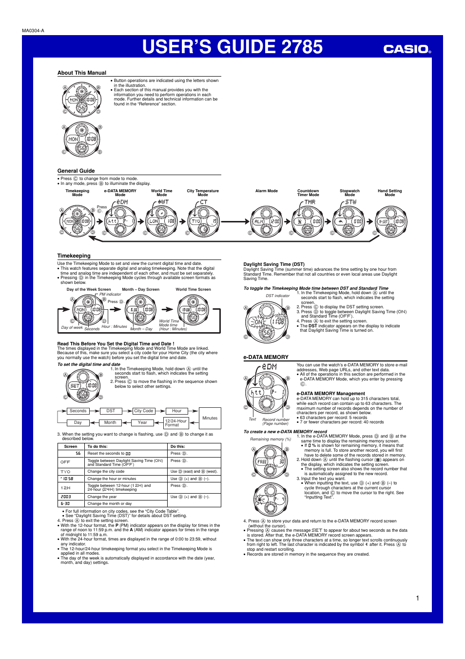 Casio USER’S GUIDE 2785 User Manual | 4 pages