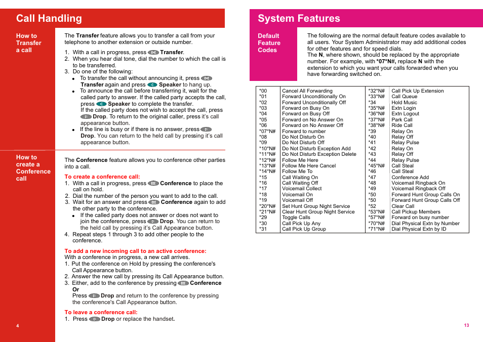 System features, Call handling | Avaya IP OFFICE 5410 User Manual | Page 4 / 8