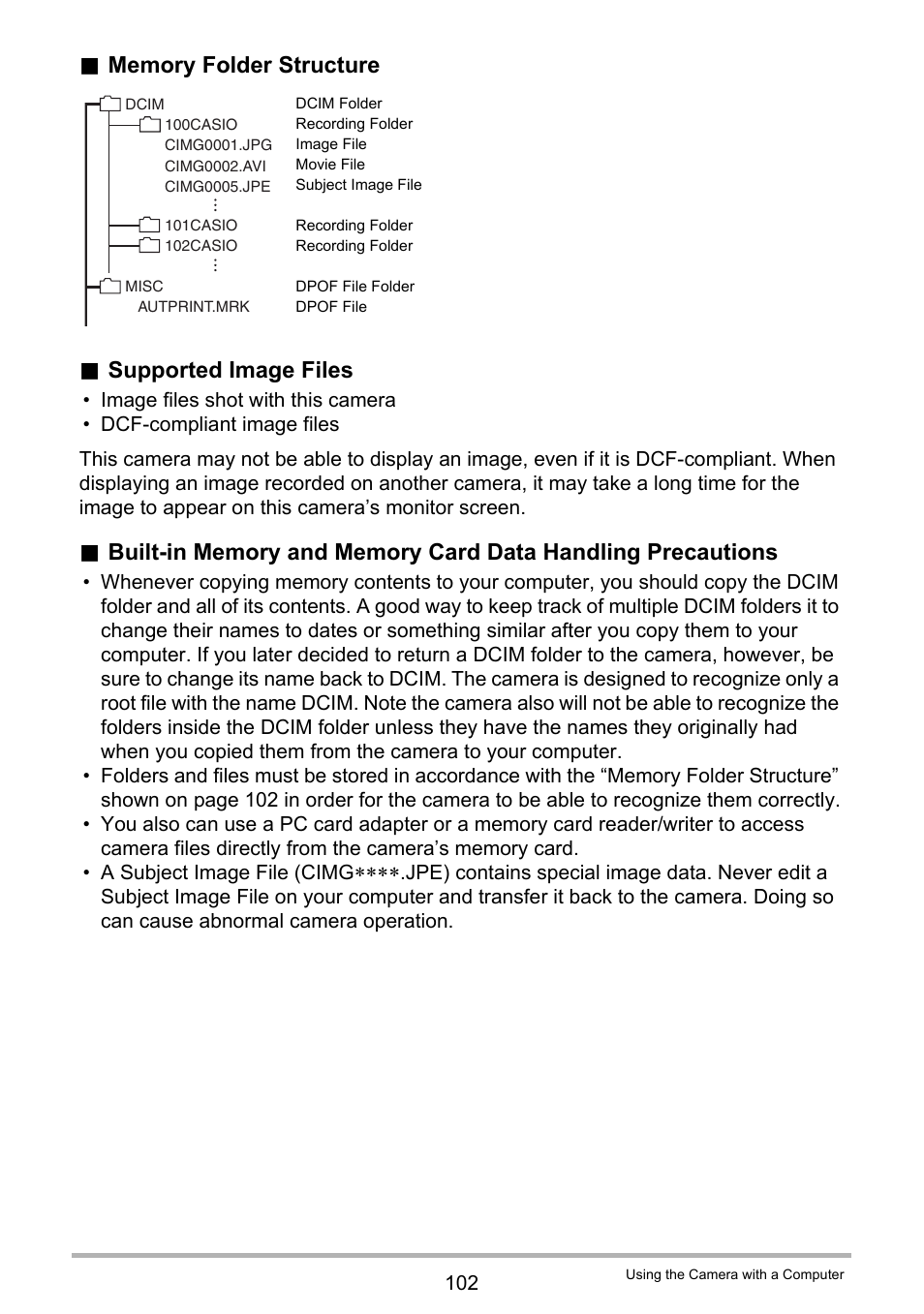 Supported image files | Casio EXILIM EX-Z3000 User Manual | Page 102 / 145